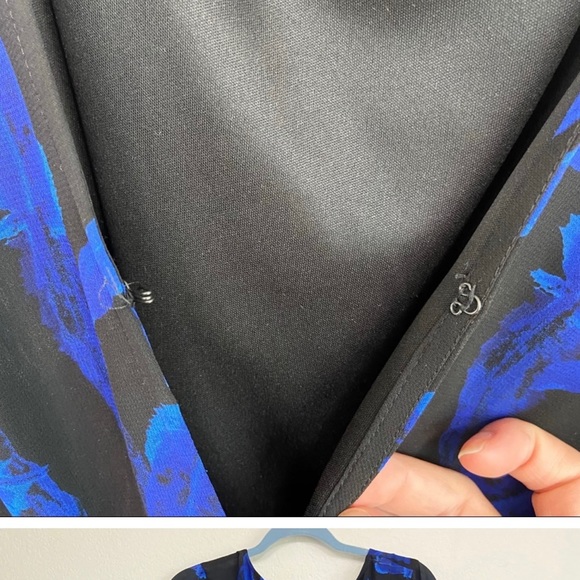 NWT EXPRESS - Black and Blue Feather Romper Large - Picture 3 of 6